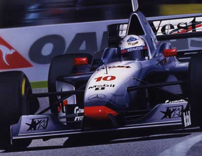 David Coulthard wins his first F1 race at Melbourne, Australia in 1997. Driving the McLaren Mercedes MP4/12 V10.